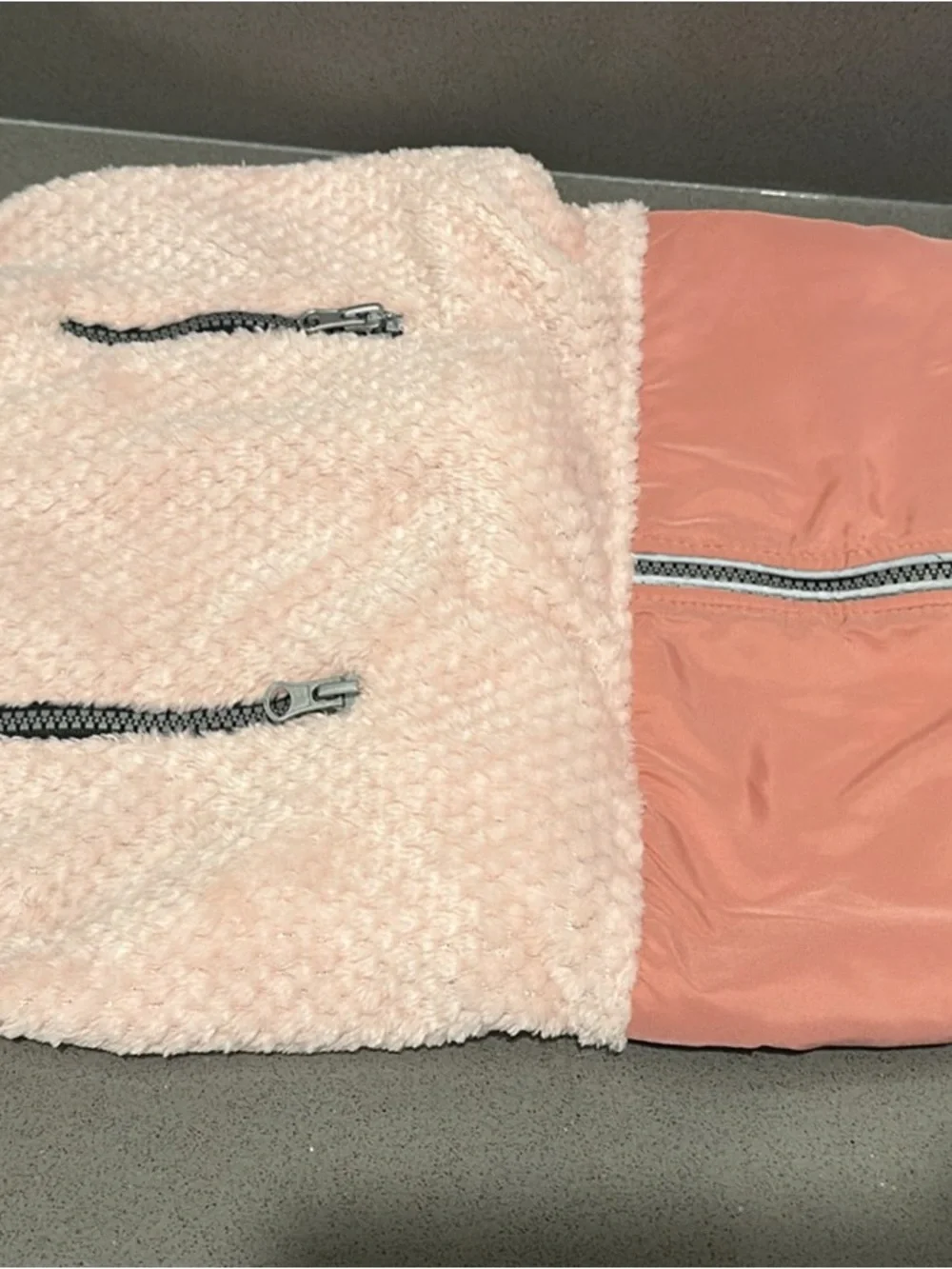 S/M Dog Plush Zip Jacket in Light Pink